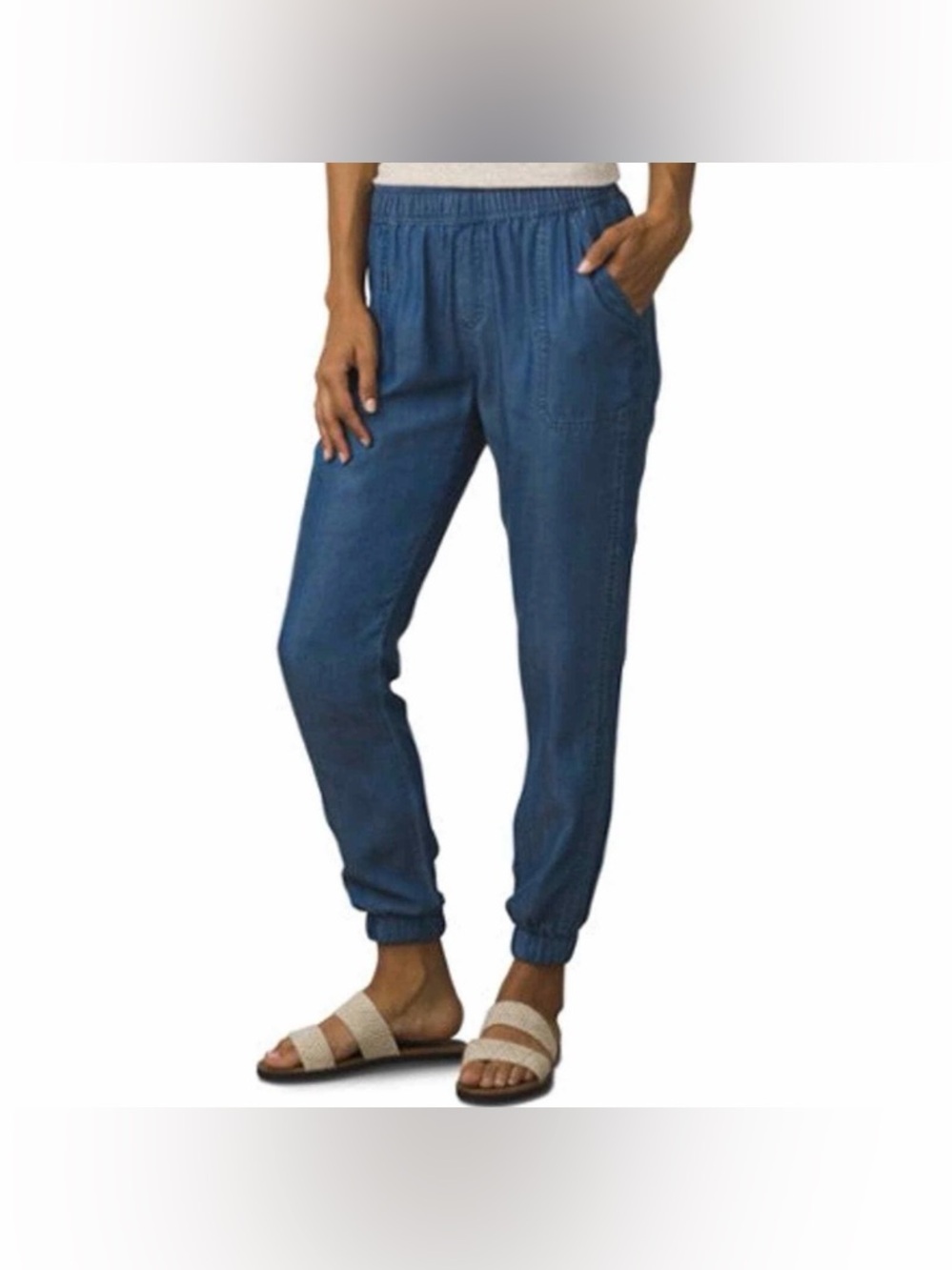 Prana Women’s X Small Aberdeen Crop Joggers Pants XS Blue Lenzing Tencel prAna - Picture 3 of 16